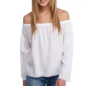 Anthropologie Cloth & Stone Sundays Off The Shoulder Top White